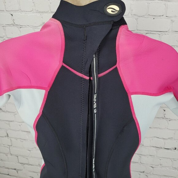 Bare Black Pink 2mm Nixie Springsuit Shorty Wetsuit Swim Short Sleeve Size 2 - Picture 9 of 13